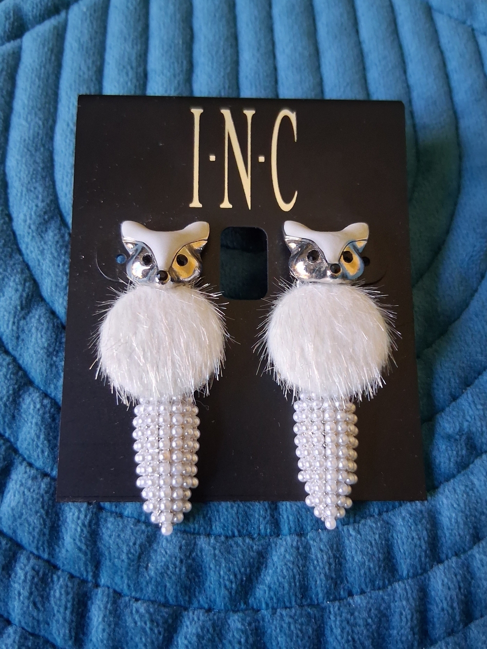 INC International Concepts Fox Vixen Silver And White Earrings